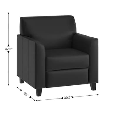 Flash Furniture Hercules Diplomat Series LeatherSoft Upholstered Side Reception Chair, Lobby Chair with Cushions and Flared Arms, Black - Image 3