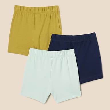 Amazon Essentials Unisex Babies' Cotton Pull-On Shorts, Pack of 3, Olive/Pale Mint Green/Navy, 18 Months - Image 3