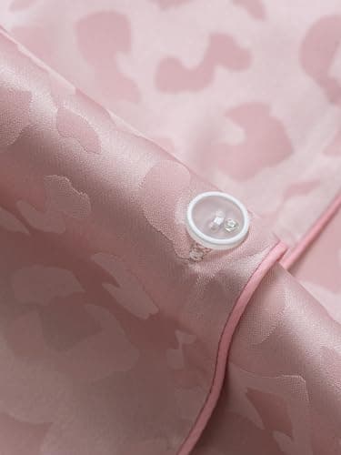 Netcken Women's Satin Silk Pajama Set - Short Sleeve Button-Down Sleepwear & Loungewear, Soft Luxury PJs, L Size Pink - Image 5