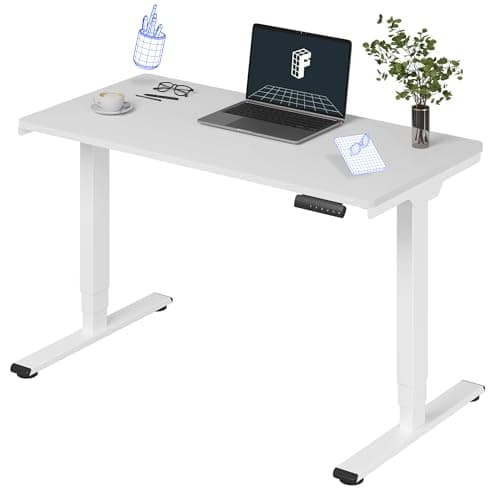 FLEXISPOT E6 Essential 3 Stages Dual Motor Electric Standing Desk 48x24 Inch Whole-Piece Board Height Adjustable Desk Electric Sit Stand Desk(White Frame + White Desktop, 2 Packages) - Image 1