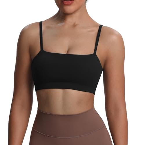 Aoxjox Women's Workout Bandeau Bras Training Fitness Running Yoga Crop Tank (Black, Medium) - Image 1