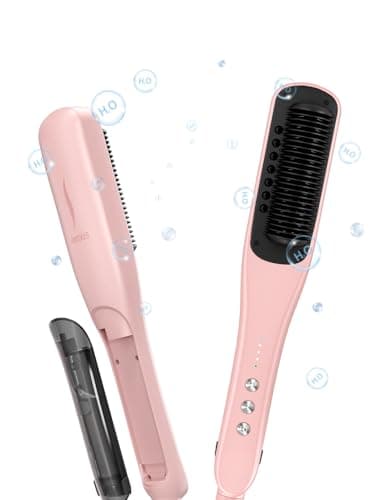 Venxis Hair Straightener Brush, Straightening Comb with 3 Temp Settings & 20s Fast Heating 212℉ to 415℉, 30-Minute Auto Shut-Off & 120 Voltage, Steam Design for Hair Treatment (Pink) - Image 1