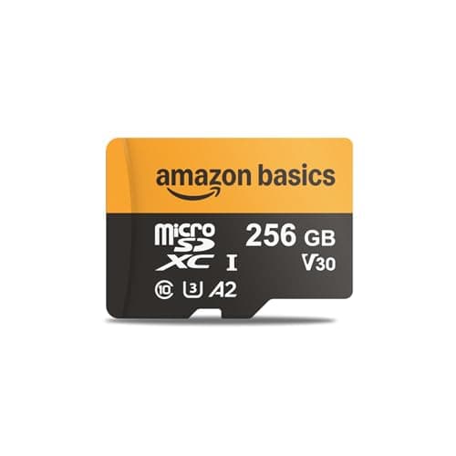 Amazon Basics 256GB microSDXC Card with Adapter, Read Speed Up to 200MB/s, 1-Pack - Image 1