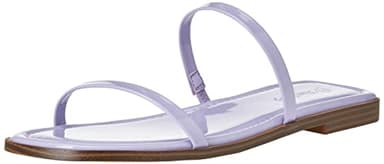The Drop Women's Paris Square Toe Two Strap Flat Sandal, Lavender Patent, 7 - Image 1