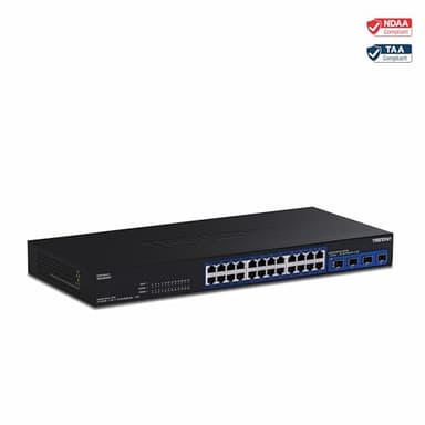 TRENDnet 28-Port Multi-Gig Switch, TEG-S50284, 24 2.5Gb RJ45 Ports, 4 x 10G SFP+ Ports, NDAA TAA Compliant, Lifetime Protection, 200Gbps Switch Capacity, Rack Mount Ready, Black - Image 4