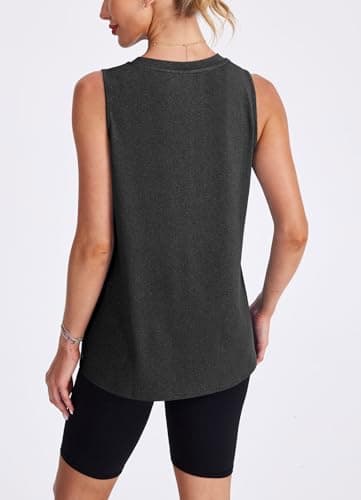 XIEERDUO Tank Tops for Women 2025 Loose Fit Workout Tops High Neck Athletic Running Shirts Black XXL - Image 4