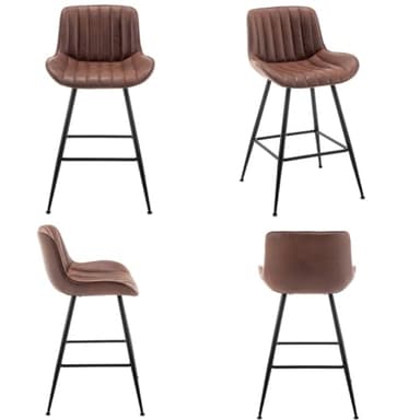 Whiterye Brown Bar Stools Set of 2, Fabric Upholstered Barstools Armless, 24 in Bar Stool Bar Height, Black and Brown Barstools for Home Bar, Coffee Bar. - Image 6