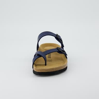 CUSHIONAIRE Luna Crossover Toe Strap Womens Sandals – Cork Footbed Slides with Adjustable Straps, Summer Sandals for Women 2025, NAVY 8.5 - Image 8