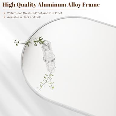 BEAUTYPEAK 24"x36" Arch Bathroom Mirror, Wall Mounted Vanity Metal Frame Mirror for Bedroom, Entryway, Living Room, Silver - Image 3
