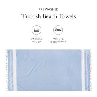 LANE LINEN Turkish Beach Towels for Women, Set of 6 - Large 39"x71", Pre-Washed, No-Shrink, Sand-Free, Quick Dry, Lightweight, Soft Beach Bath Towels - Vintage Beach - Image 5
