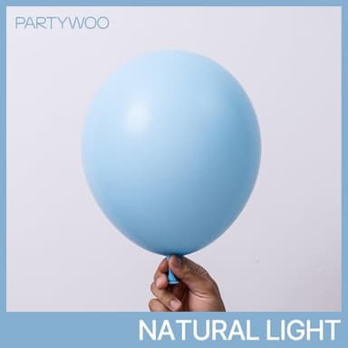 PartyWoo Blue Balloons 130 pcs Sky Blue Balloons Different Sizes Pack of 18 12 10 5 Inch Baby Blue Balloon Arch Kit Balloon Garland for Birthday Graduation Boys Baby Shower Party Decorations Blue-Y20 - Image 3