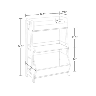 RiverRidge 3-Tier Ladder Shelf Toy Organizer & Storage - Sturdy Wood Bookshelf with Open Shelves & Open Storage Bin - Image 3