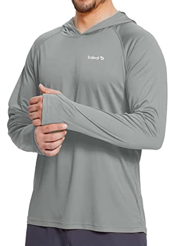 baleaf Men's Sun Protection Hoodie Shirt UPF 50+ Long Sleeve UV SPF T-Shirts Rash Guard Fishing Swimming Lightweight Gray L - Image 1