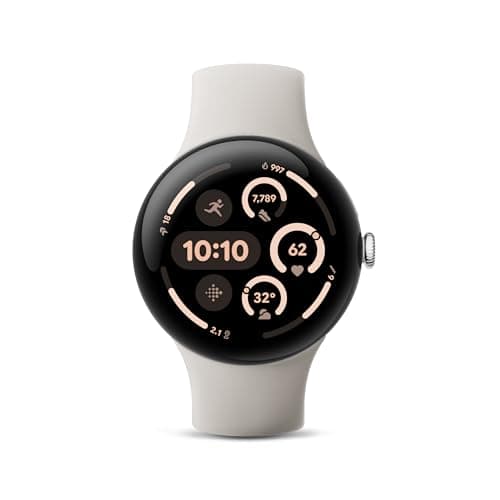 Google Pixel Watch 3 (45mm) 2024 Model - Android Smartwatch, Heart Rate Tracking, Fitbit Advanced Running, Fitness Insights, 24-Hour Battery - Polished Silver Aluminum Case - Porcelain Band - LTE - Image 1