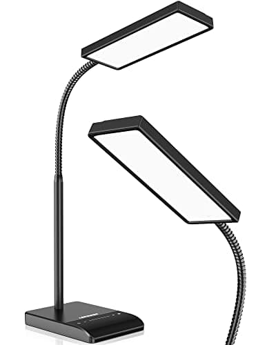 LEPOWER Desk Lamp, 800LM LED for Home Office, 12W Reading for Desk, Eye-Caring Light, Touch Table Gooseneck Lamp, 50 Lighting Modes, Bright for Bedroom, Study (Black) - Image 1