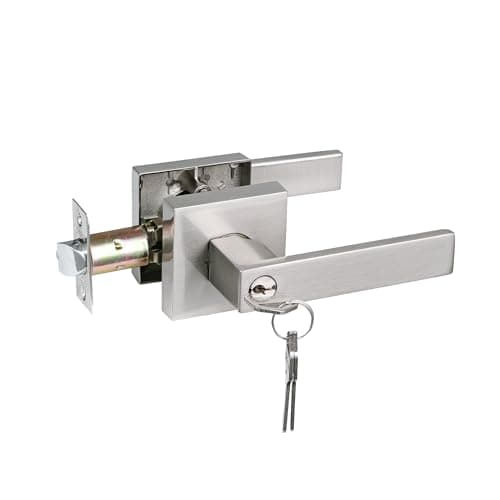 NEWBANG Keyed Entry Lever Lock for Exterior and Front Door - Heavy Duty Handle With Satin Nickel Finish - Image 1