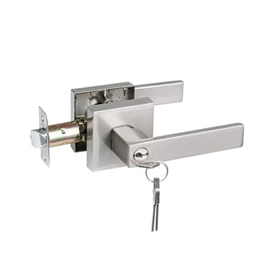 NEWBANG Keyed Entry Lever Lock for Exterior and Front Door - Heavy Duty Handle With Satin Nickel Finish - Image 1