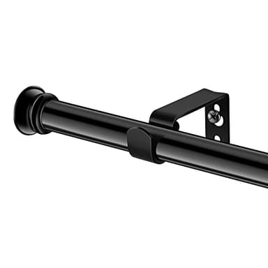 Standard Decorative Window Curtain Rods 30 to 88 Inch,5/8 Inch Diameter Small Curtain Rod Set, Heavy Duty Drapery Rods with Brackets Black - Image 1