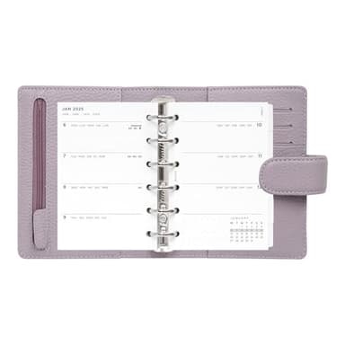 Filofax Norfolk Organizer, Pocket Size, Lavender - Soft, Full-Grain Leather, Six Rings, Week-to-View Calendar Diary, Multilingual, 2025 (C022638-25) - Image 7