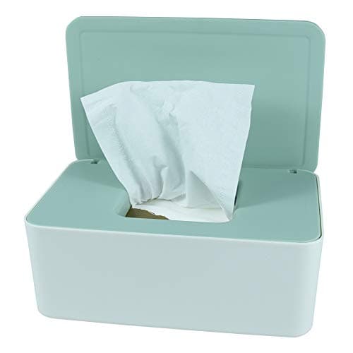 Diaper Wipes Dispenser, Tissue Storage Box Case, Wet Wipe Dispenser Holder with Lid for Home, Office, Cars (Green) - Image 1