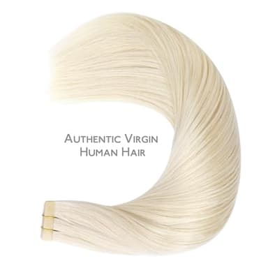 WENNALIFE Tape in Hair Extensions Human Hair, 20pcs 50g 18 inch Platinum Blonde Remy Hair Extensions Straight Human Hair Tape in Extensions Skin Weft Tape Extensions Human Hair - Image 5