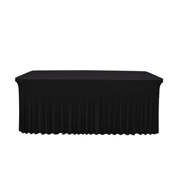 Babenest 1Pack 6FT Black Spandex Table Skirt for Rectangle Tables, Wrinkle Resistant RufflesTable Cover for Trade Show, Parties, Birthday, Wedding, Banquets - Image 1