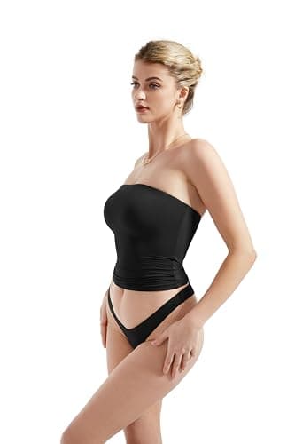 SUUKSESS Women Sexy Tube Top Summer Y2K Going Out Tops Casual Sleeveless Double Lined Basic Tank Top (Black, S) - Image 5