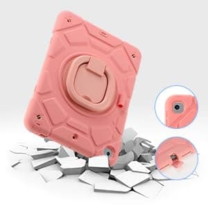 for iPad 9th/8th/7th Generation Case 10.2" ，Heavy Sturdy Shockproof Kids Cover with Rotating Stand/Pencil Holder/Shoulder Strap for iPad 10.2 Case 2021/2020/2019 Girls (Pink) - Image 2