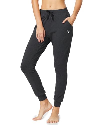 baleaf Womens Sweatpants Cotton Joggers with Pockets Lounge Sweat Pants Tapered Casual Running Workout Yoga Charcoal Size L - Image 1