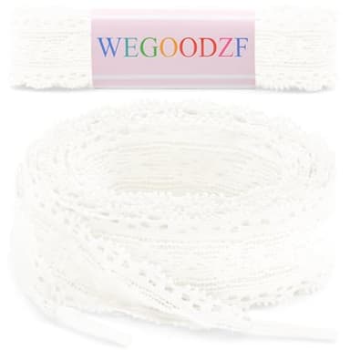 WEGOODZF Flat Lace Shoelaces for Women: 2 Pairs 2.3 CM Wide 47 Inch White Lacy Fancy Shoe Laces - Image 9