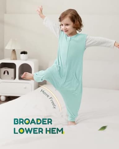HOMEAL Toddler Sleep Sack With Legs, 2t-3t, 0.5 Tog With Feet, Wearable, Sage - Image 5