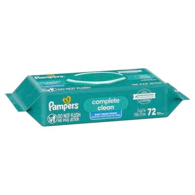 Pampers Baby Wipes, Complete Clean Baby Fresh Scented Wipe, Gently Cleans Head to Toe, 72 Total (1 Flip-Top Packs) - Image 14
