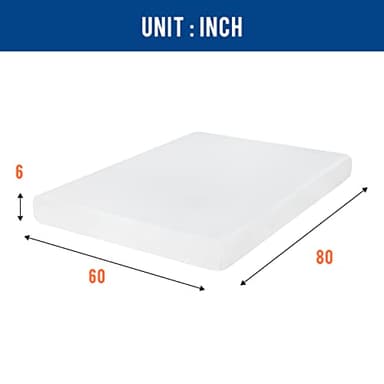 FDW | 6 Inch Queen Mattress | Medium Firm | Gel Memory Foam Mattress | White | Bed in a Box, CertiPUR-US Certified | Pressure Relief, Cooling Ventilated Foam | Washable Removable Cover - Image 2