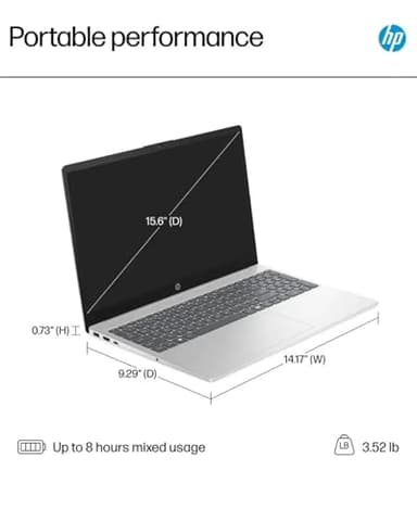 HP 2025 15.6" Touchscreen Laptop - w/Office Lifetime & Win 11 Pro&External DVD Drive, Intel i3 1315U(Up to 4.5GHz), Wi-Fi 6, Copilot AI, HD Touch Display, Long Battery Life, 64GB RAM, 2TB SSD - Image 8