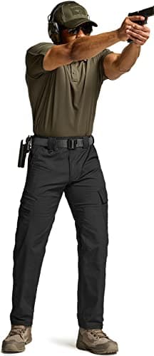 CQR Men's Flex Ripstop Tactical Pants, Water Resistant Stretch Cargo Pants, Lightweight EDC Hiking Work Pants, Dura Flex Black, 36W x 32L - Image 3