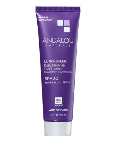 Andalou Naturals Age Defying Ultra Sheer Daily Defense Mineral Sunscreen SPF 30 | Face Lotion with Zinc Oxide | Lightweight Anti-Aging Sun Protection | 2.7 fl oz - Image 1