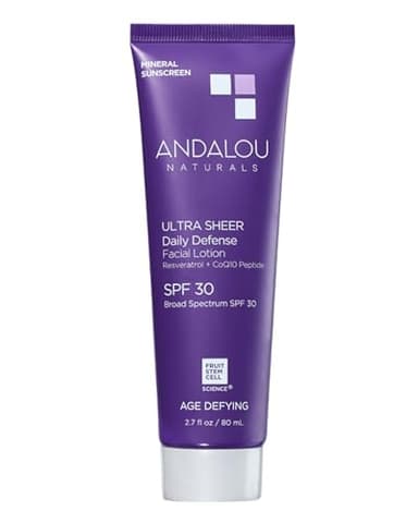 Andalou Naturals Age Defying Ultra Sheer Daily Defense Mineral Sunscreen SPF 30 | Face Lotion with Zinc Oxide | Lightweight Anti-Aging Sun Protection | 2.7 fl oz - Image 1