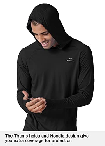 Willit Men's Sun Shirts UPF 50+ Rash Guard Long Sleeve Sun Protection Hoodie SPF UV Fishing Lightweight Athletic Running Black XXL - Image 2