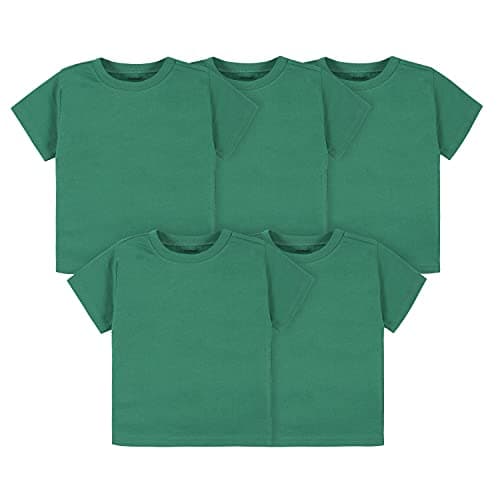 Gerber Baby Toddler 5-Pack Solid Short Sleeve T-Shirts Jersey 160 GSM, Kelly Green, 18 Months - Image 1