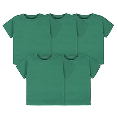 Gerber Baby Toddler 5-Pack Solid Short Sleeve T-Shirts Jersey 160 GSM, Kelly Green, 18 Months - Image 1