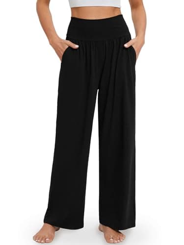 Gracyoga Wide Leg Yoga Pants for Women Casual Loose Cozy Sweatpants High Waisted Lounge Pajama Flowy Pants With Pockets - Image 1