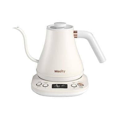Mecity Electric Gooseneck Kettle With Keep Warm Function & LCD Display Automatic Shut Off Coffee Kettle Temperature Control Pour Over Kettle 1200 Watt, 0.8L, 120V, Off White - Image 1