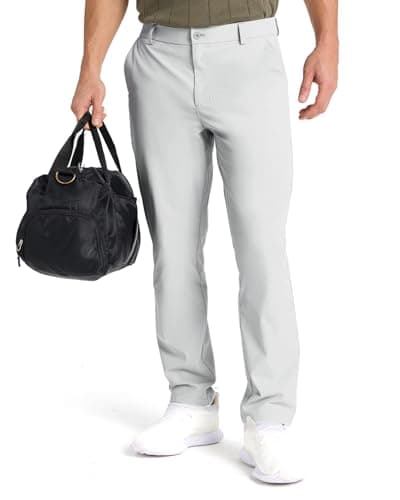 SNOWTEN Mens Golf Pants Classic Fit Stretch Work Dress Pants 30" Quick Dry Lightweight Casual Comfy Pants with Pockets Silver Grey 40w × 30L - Image 1