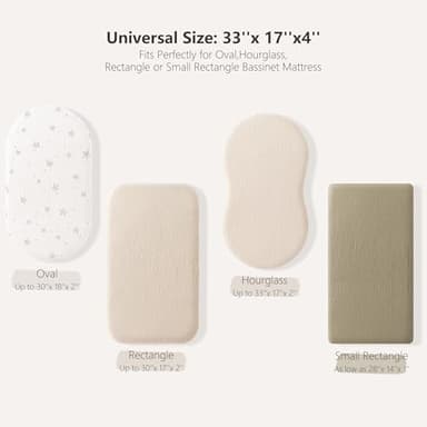 Bearmoss Bassinet Sheets - 2 Pack Muslin Cotton Bassinet Sheets Fits Oval and Rectangle Bassinet Mattress, Breathable and Skin-Friendly for Baby Boy and Girl (Cream&Olive Green) - Image 2