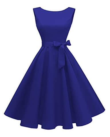 Hanpceirs Women's Boatneck Sleeveless Swing Vintage 1950s Cocktail Dress Royal Blue 3X - Image 1
