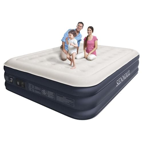 SENNOUL Air Mattress Queen with Built in Pump - 2 Mins Quick Self Inflatable,16"/650lbs Max Blow Up Bed, All Night Stability No Lost Air，No Peculiar Smell for Camping,Home,Guests & Portable Travel - Image 1