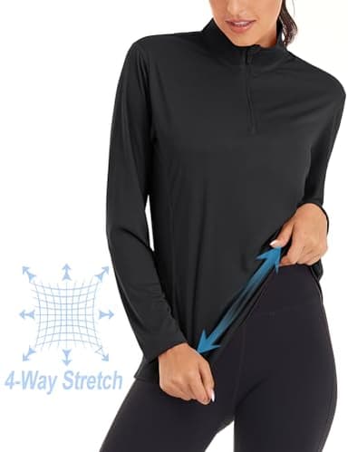 MAGCOMSEN Women's UV Protection Black T-Shirt - Workout, Running, Fishing & Summer - Straight Fit, Short Sleeve, Collarless - Image 4