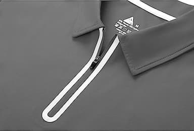 Men's Zipper Polo Shirt Short Sleeve Moisture Wicking Casual Golf Polo Shirt Quarter Zip Tops Dark Grey - Image 4