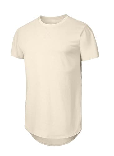 JMIERR Men's 3 Pack Cotton Hipster Hip Hop Longline Crewneck T-Shirt, Short Sleeve Gym Workout Athletic T Shirts for Men Pack,3XL,Black/Navy Blue/Apricot - Image 4