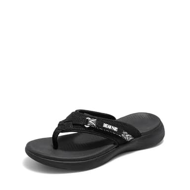 DREAM PAIRS Women's Arch Support Flip Flops Comfortable Thong Sandals,Size 6.5,Black,Breeze-1 - Image 1